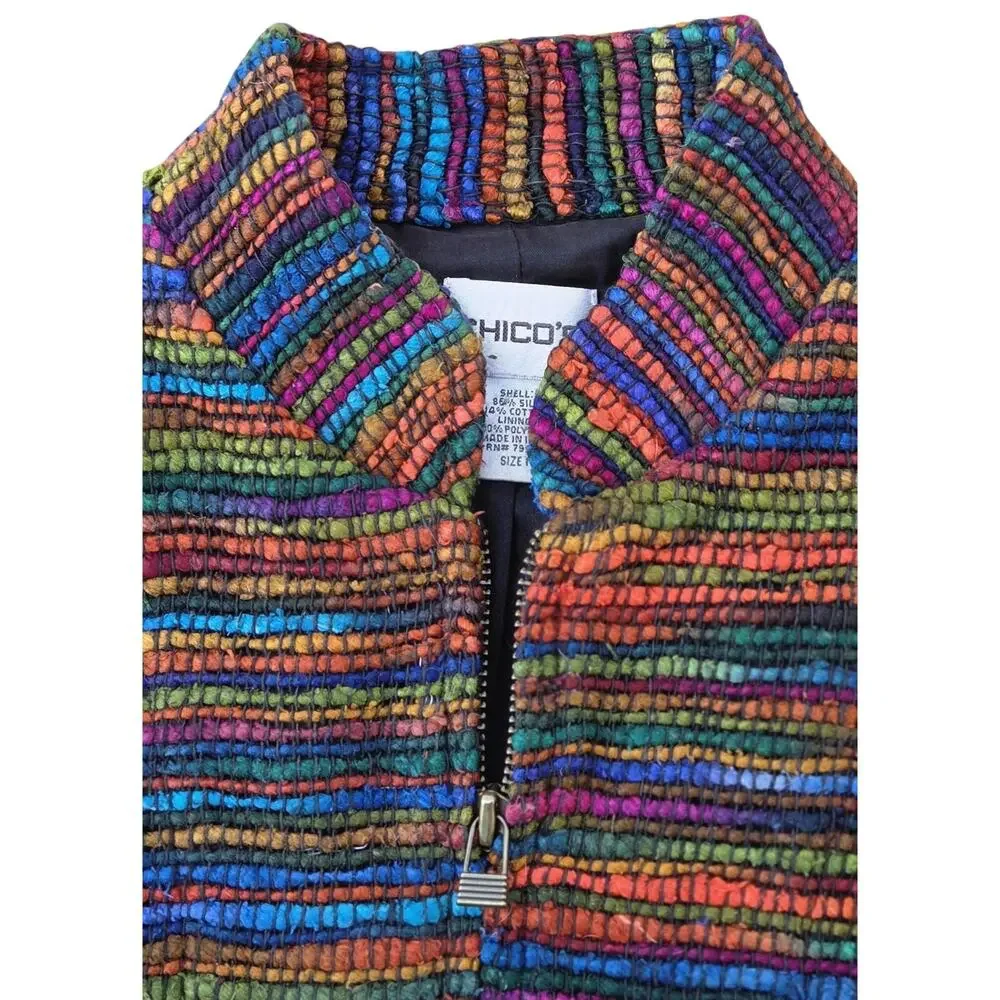 Artsy Woven Silk Blend Vest Multicolor Textured Boho Anthropologie Style - Picture 3 of 8